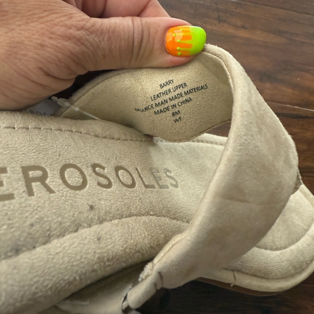 AEROSOLES Beige Suede Thong Sandals - Picture 7 of 9